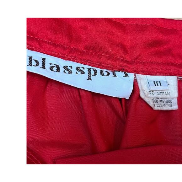 Blassport Women's Size 10 Red Satin Inspired Mid-Calf Skirt - Picture 2 of 6